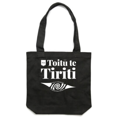 Toitū te tiriti black tote bag Thumbnail